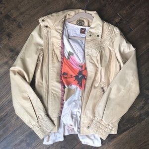 Anthropologie Idra 100% leather coat jacket s tan